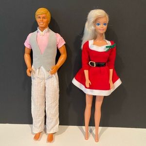 Vintage Barbie and Ken dolls